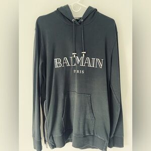 Balmain Black Logo Hoodie Size 38 Oversized